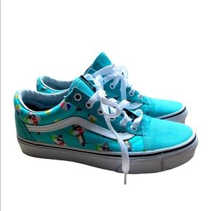 Teal Vans (cats playing with beach balls) 10/10 condition